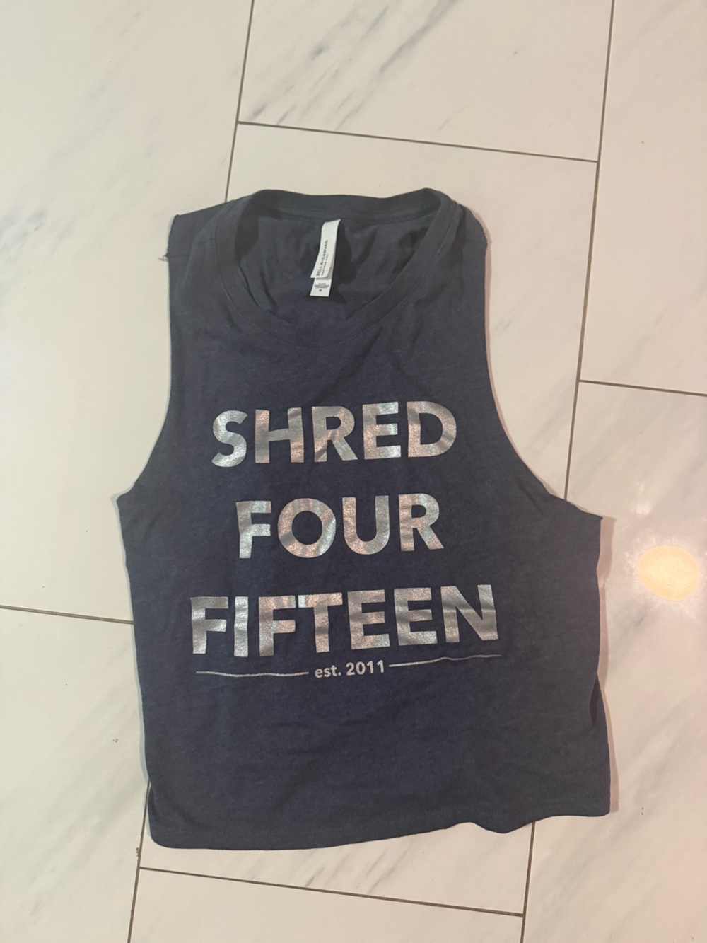 Shred Four Fifteen' Navy Blue Graphic Muscle Tank